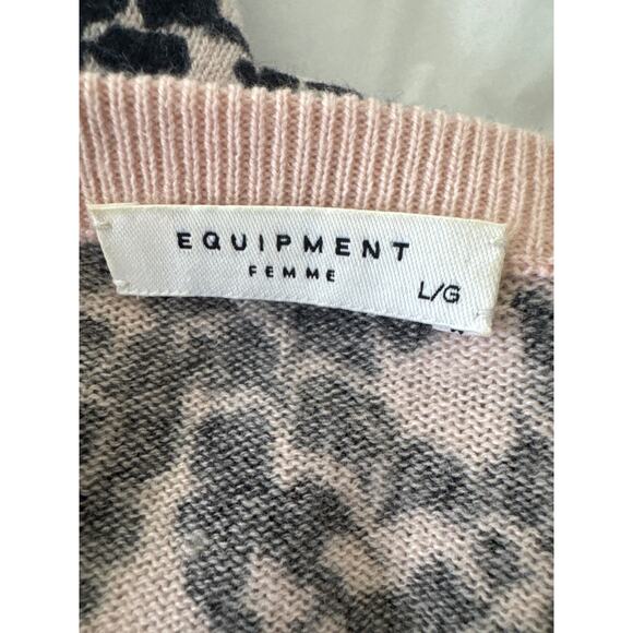EQUIPMENT Femme Printed 100% Cashmere Crewneck Sweater Large - Picture 4 of 8